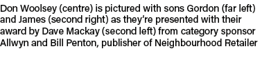 Don Woolsey (centre) is pictured with sons Gordon (far left) and James (second right) as they’re presented with their...