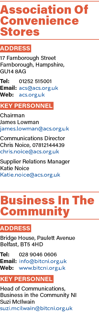 Association Of Convenience Stores ADDRESS 17 Farnborough Street Farnborough, Hampshire, GU14 8AG Tel: 01252 515001 Em...