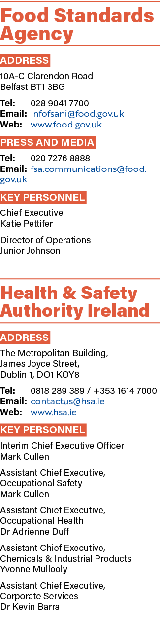 Food Standards Agency ADDRESS 10A C Clarendon Road Belfast BT1 3BG Tel: 028 9041 7700 Email: infofsani@food.gov.uk We...