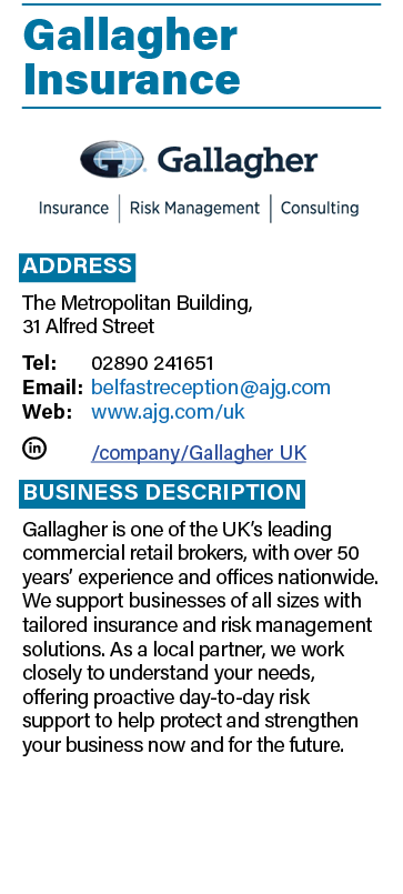 Gallagher Insurance ￼ Address The Metropolitan Building, 31 Alfred Street Tel: 02890 241651 Email: belfastreception@a...