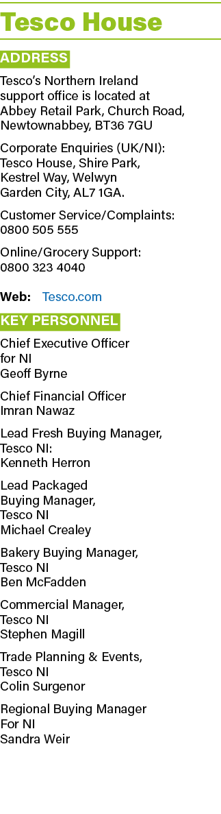Tesco House Address Tesco’s Northern Ireland support office is located at Abbey Retail Park, Church Road, Newtownabbe...