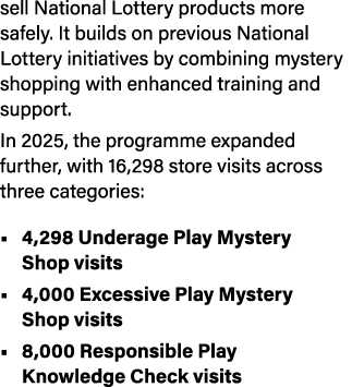 sell National Lottery products more safely. It builds on previous National Lottery initiatives by combining mystery s...