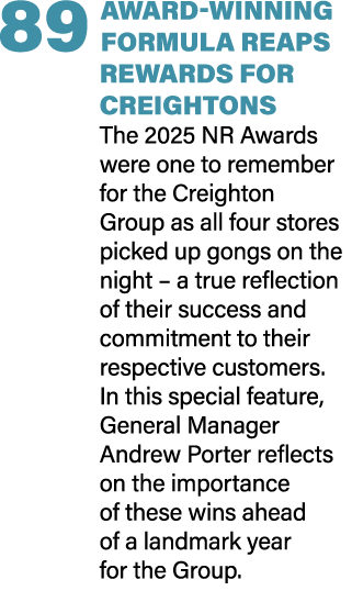 89 AWARD WINNING FORMULA REAPS REWARDS FOR CREIGHTONS The 2025 NR Awards were one to remember for the Creighton Group...