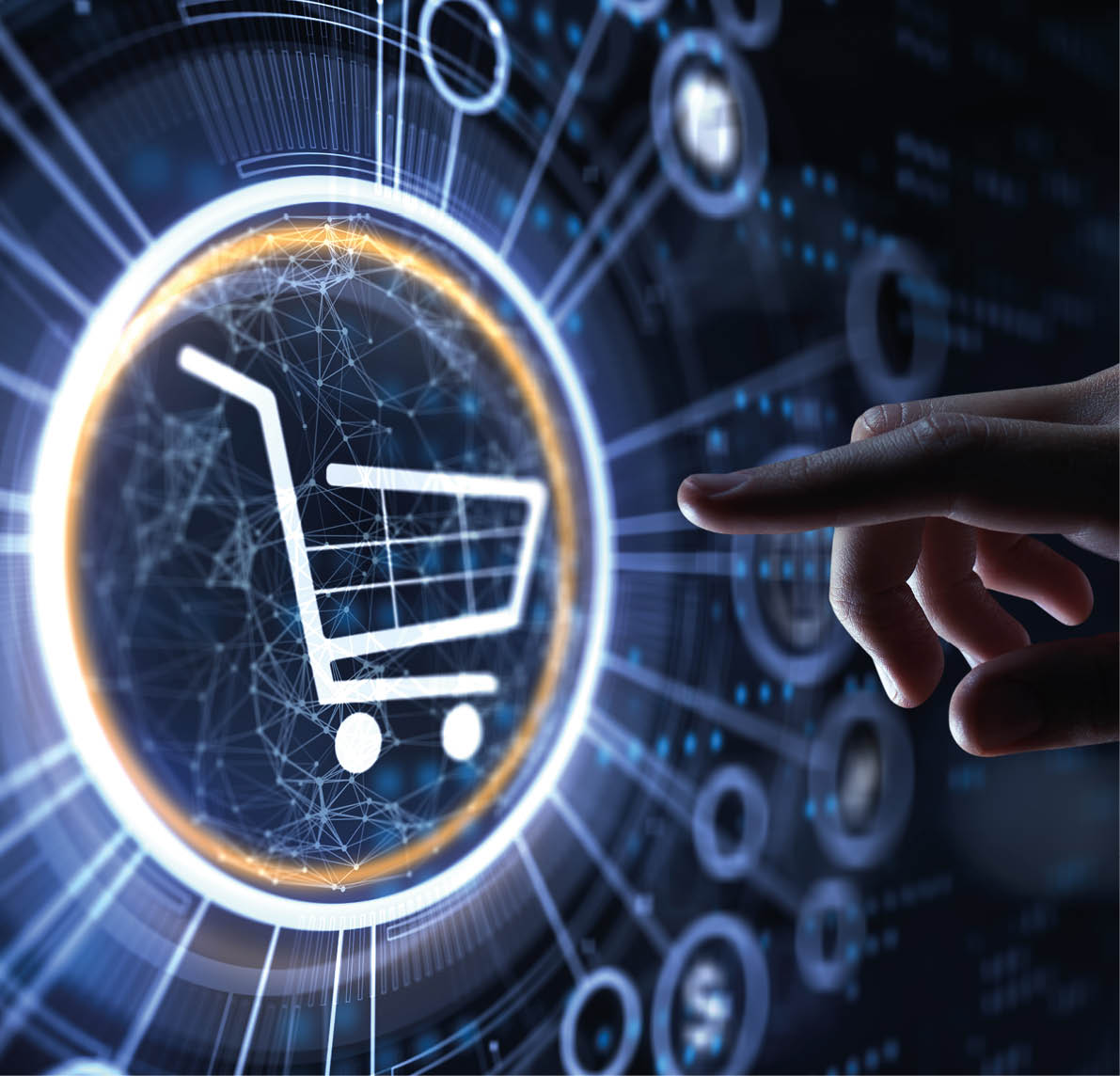 E-commerce digital business online internet technology concept on virtual screen.