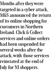Months after they were targeted in a cyber attack, M&S announced the return of its online shopping for customers in N...
