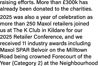 raising efforts. More than £300k has already been donated to the charities. 2025 was also a year of celebration as mo...
