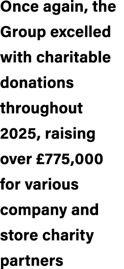 Once again, the Group excelled with charitable donations throughout 2025, raising over £775,000 for various company a...