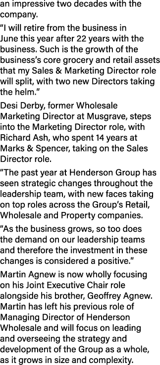 an impressive two decades with the company. “I will retire from the business in June this year after 22 years with th...