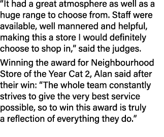 “It had a great atmosphere as well as a huge range to choose from. Staff were available, well mannered and helpful, m...