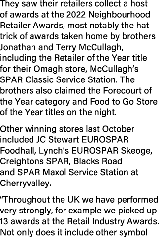 They saw their retailers collect a host of awards at the 2022 Neighbourhood Retailer Awards, most notably the hat tri...