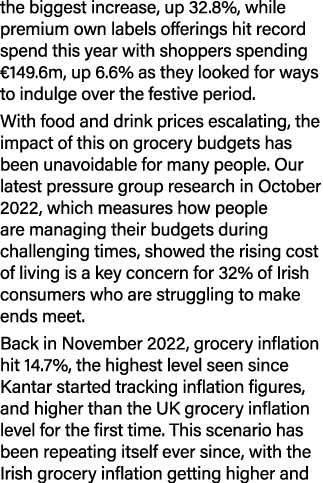 the biggest increase, up 32.8%, while premium own labels offerings hit record spend this year with shoppers spending ...