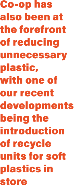 Co op has also been at the forefront of reducing unnecessary plastic, with one of our recent developments being the i...