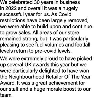 We celebrated 30 years in business in 2022 and overall it was a hugely successful year for us. As Covid restrictions ...