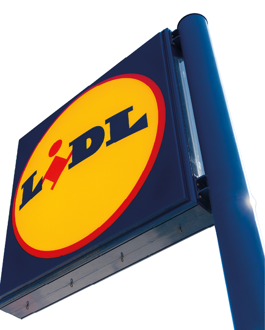 MADRID, SPAIN - FEBRUARY 16, 2019. Lidl logo on Lidl supermarket. Lidl is a german supermarket chain