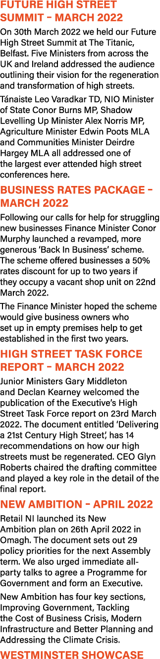 Future High Street Summit – March 2022 On 30th March 2022 we held our Future High Street Summit at The Titanic, Belfa...