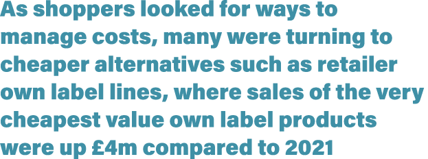 As shoppers looked for ways to manage costs, many were turning to cheaper alternatives such as retailer own label lin...
