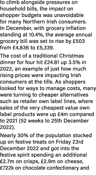 to climb alongside pressures on household bills, the impact on shopper budgets was unavoidable for many Northern Iris...
