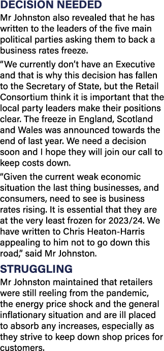 DECISION NEEDED Mr Johnston also revealed that he has written to the leaders of the five main political parties askin...