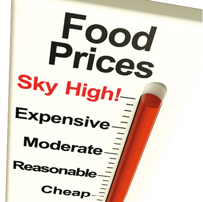 Food Prices High Monitor Showing Expensive Grocery Cost