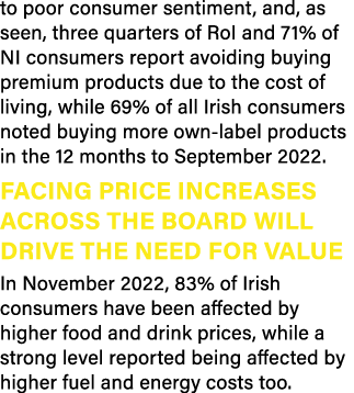 to poor consumer sentiment, and, as seen, three quarters of RoI and 71% of NI consumers report avoiding buying premiu...