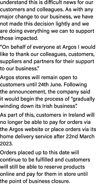 understand this is difficult news for our customers and colleagues. As with any major change to our business, we have...