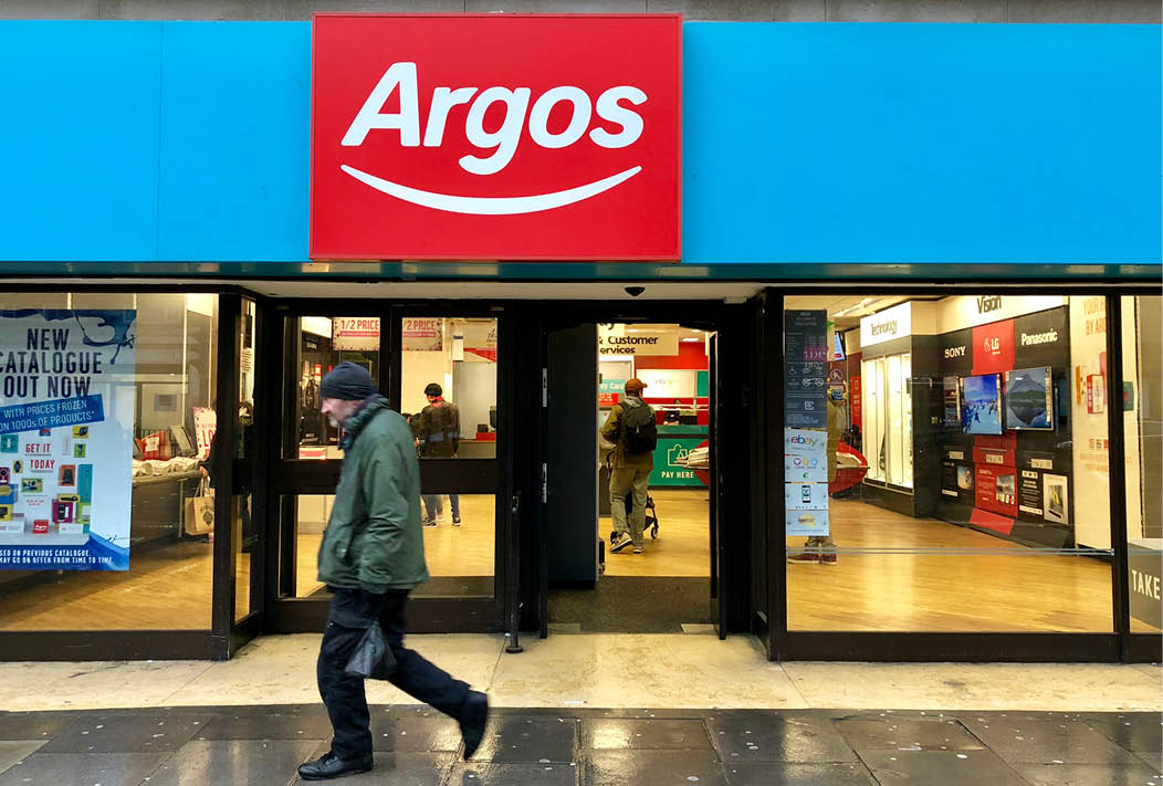 LONDON - FEBRUARY 3, 2018: Argos, a catalogue high street retailer, on Finchley Road, Swiss Cottage, London, UK.