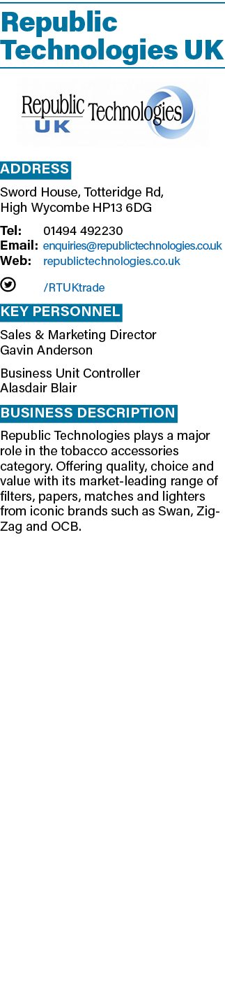 Republic Technologies UK ￼ Address Sword House, Totteridge Rd, High Wycombe HP13 6DG Tel: 01494 492230 Email: enquiri...