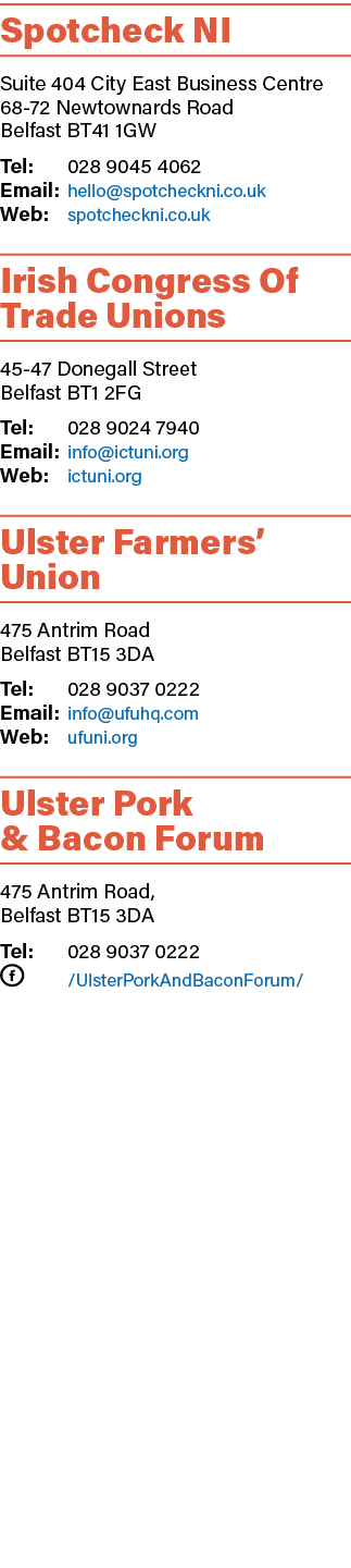 Spotcheck NI Suite 404 City East Business Centre 68 72 Newtownards Road Belfast BT41 1GW Tel: 028 9045 4062 Email: he...