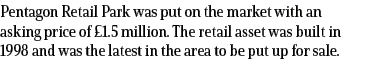 Pentagon Retail Park was put on the market with an asking price of £1.5 million. The retail asset was built in 1998 a...