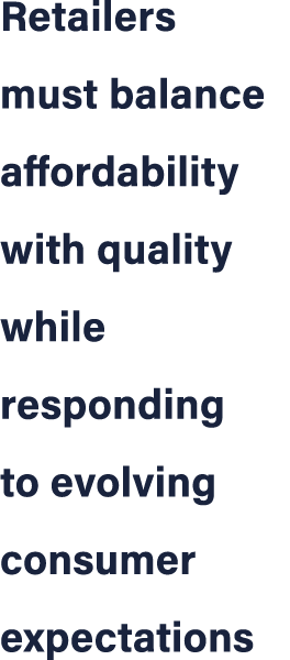 Retailers must balance affordability with quality while responding to evolving consumer expectations