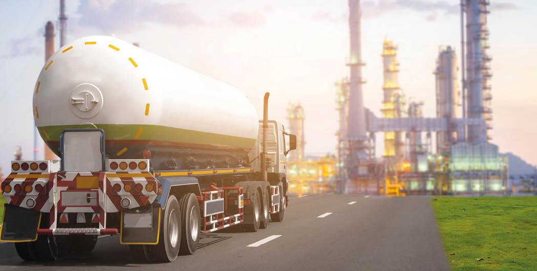 Transportation of oil and natural gas by truck in Oil Refinery factory and petrochemical plant - Petroleum industry