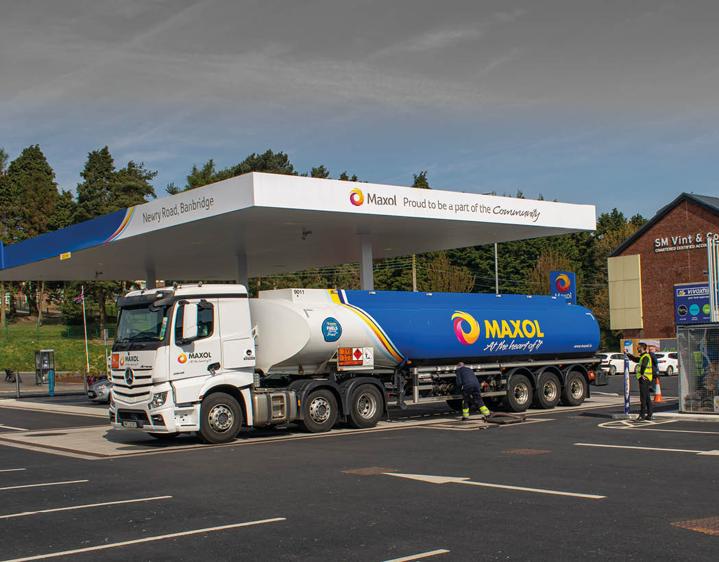 Banbridge County Down Northern Ireland UK April 23 2021 Maxol fuel truck at the petrol station 