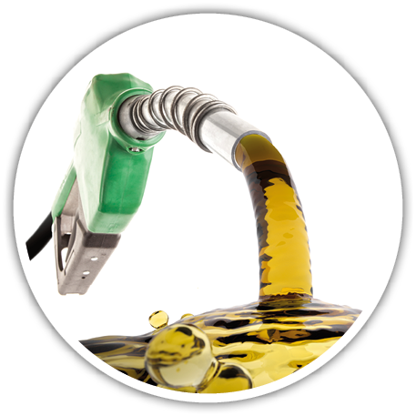 Green gas nozzle wasting fuel on white background