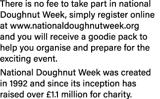 There is no fee to take part in national Doughnut Week, simply register online at www.nationaldoughnutweek.org and yo...