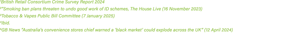 1British Retail Consortium Crime Survey Report 2024 2“Smoking ban plans threaten to undo good work of ID schemes, The...