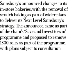 Sainsbury’s announced changes to its in store bakeries, with the removal of scratch baking as part of wider plans to ...