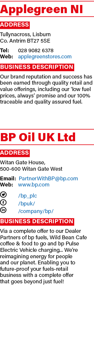 Applegreen NI Address Tullynacross, Lisburn Co. Antrim BT27 5SE Tel: 028 9082 6378 Web: applegreenstores.com Business...