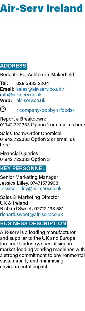 Air Serv Ireland Address Redgate Rd, Ashton in Makerfield Tel: 028 3833 2204 Email: sales@air serv.co.uk / info@air s...