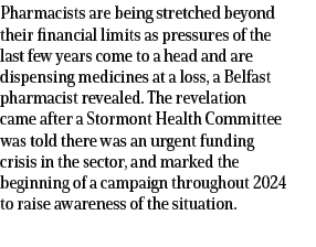 Pharmacists are being stretched beyond their financial limits as pressures of the last few years come to a head and a...