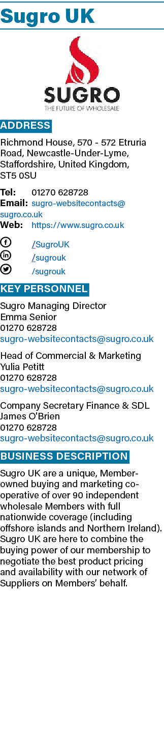 Sugro UK ￼ Address Richmond House, 570 572 Etruria Road, Newcastle Under Lyme, Staffordshire, United Kingdom, ST5 0SU...