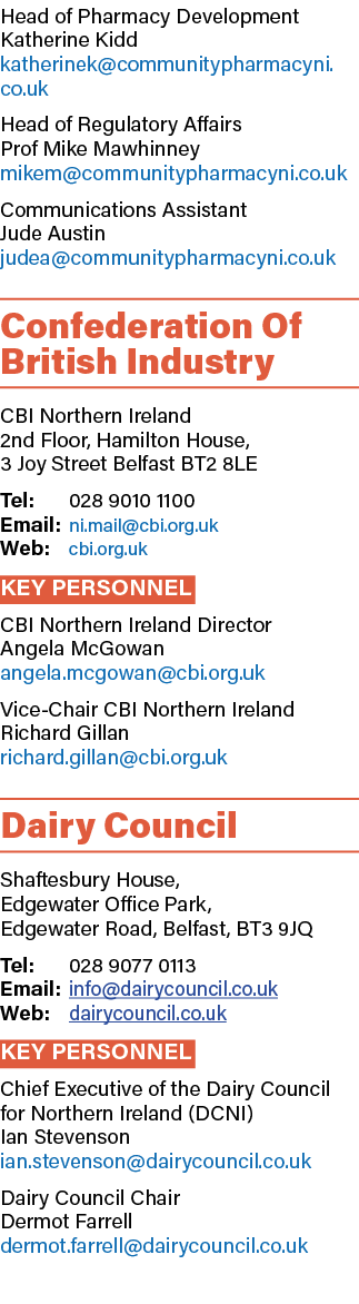 Head of Pharmacy Development Katherine Kidd katherinek@communitypharmacyni.co.uk Head of Regulatory Affairs Prof Mike...