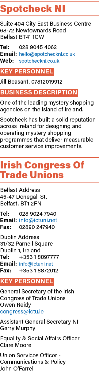Spotcheck NI Suite 404 City East Business Centre 68 72 Newtownards Road Belfast BT41 1GW Tel: 028 9045 4062 Email: he...