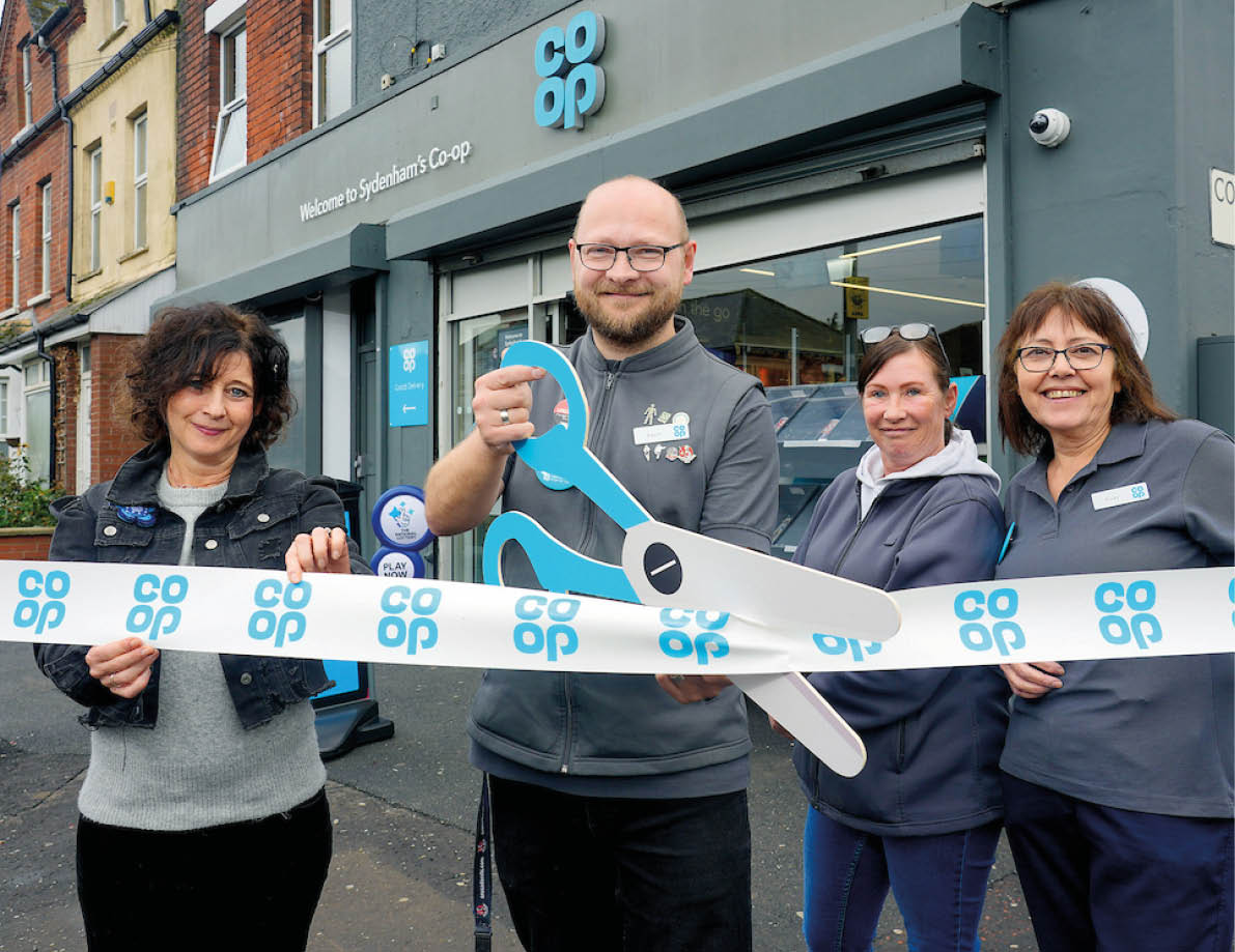 UNP Co Op 46129 Sydenham Belfast Paula Gibson (left of picture) she is the Council Member for NI Member Nominated Council, Co-op, Adam Ritchie, Justine Kennedy  and manager   Vicky Hutchinson