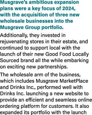 Musgrave’s ambitious expansion plans were a key focus of 2024, with the acquisition of three new wholesale businesses...