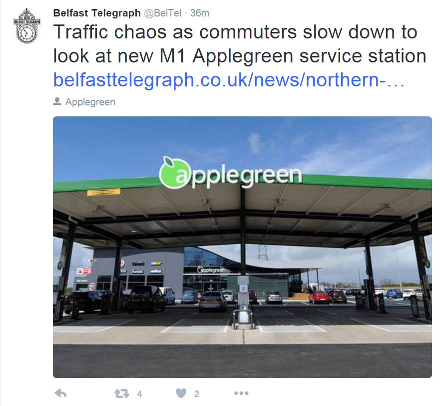 The Belfast Telegraph's Tweet about the story