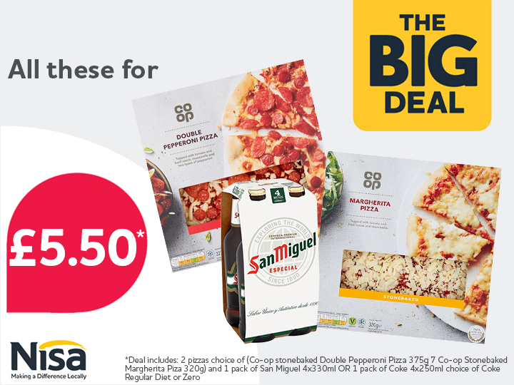 Nisa’s big pizza and beer deal is back