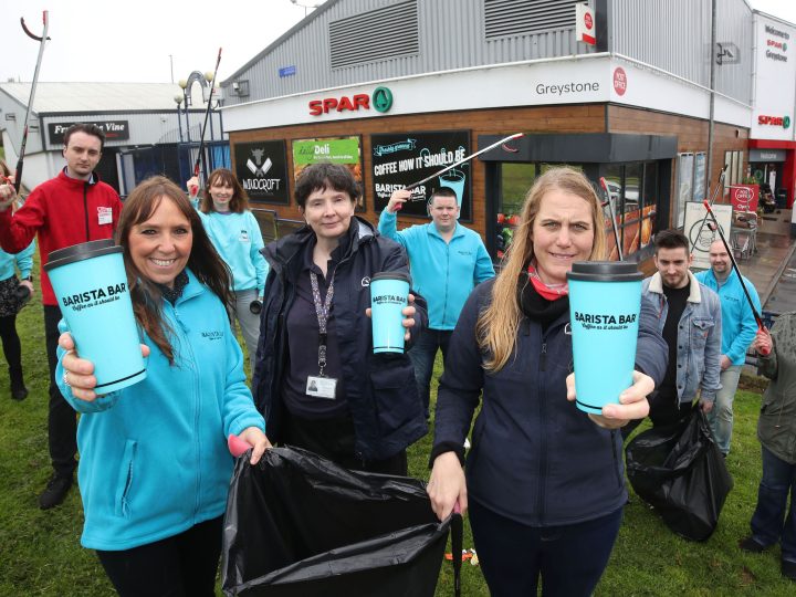    Barista Bar staff swap their coffee cups for litter pickers as they take part in Council’s first ever Big Spring Clean   